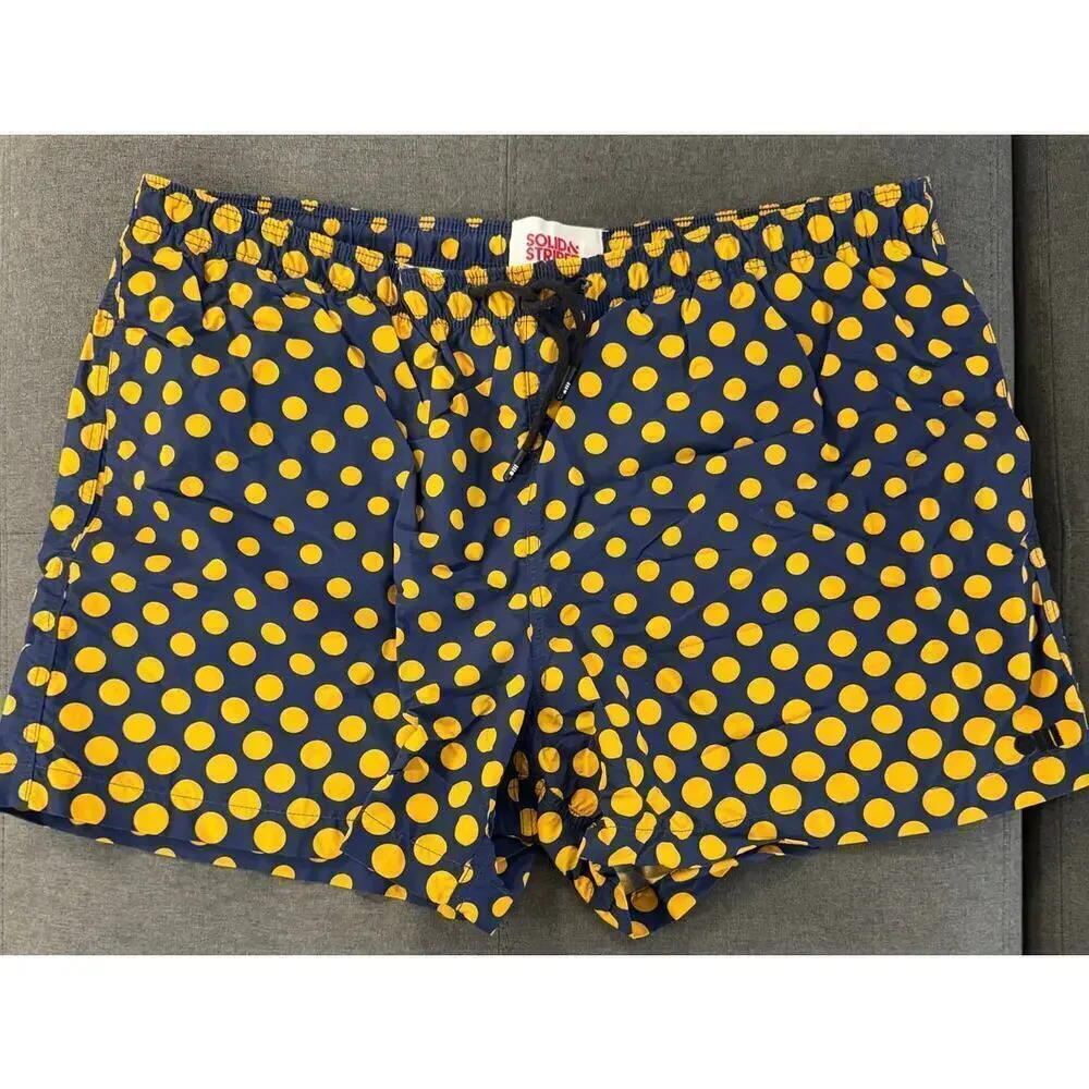 Solid & Striped Navy Orange Ombre Polka Dot The Classic Swim Trunks Size XXL